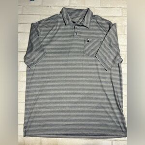 Black Clover Men's Gray Striped Polo Shirt